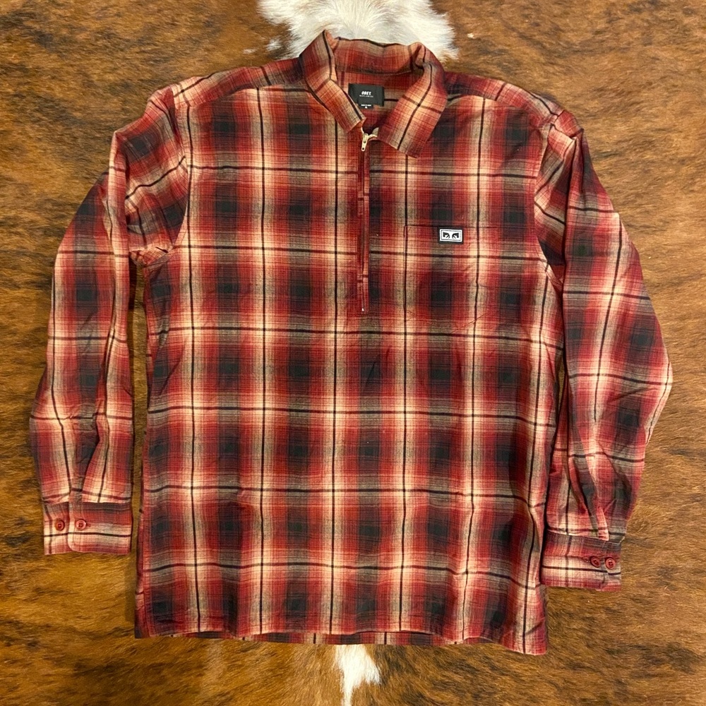 Woven Plaid Pullover Shirt